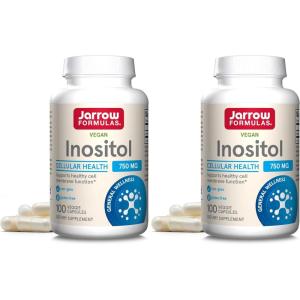 Jarrow Formulas® Inositol 750 mg, Dietary Supplement, Liver Support for Cellular Health and General Wellness, 100 Veggie Capsules, Up to a 100 Day Supply(100 Count (Pack of 2))