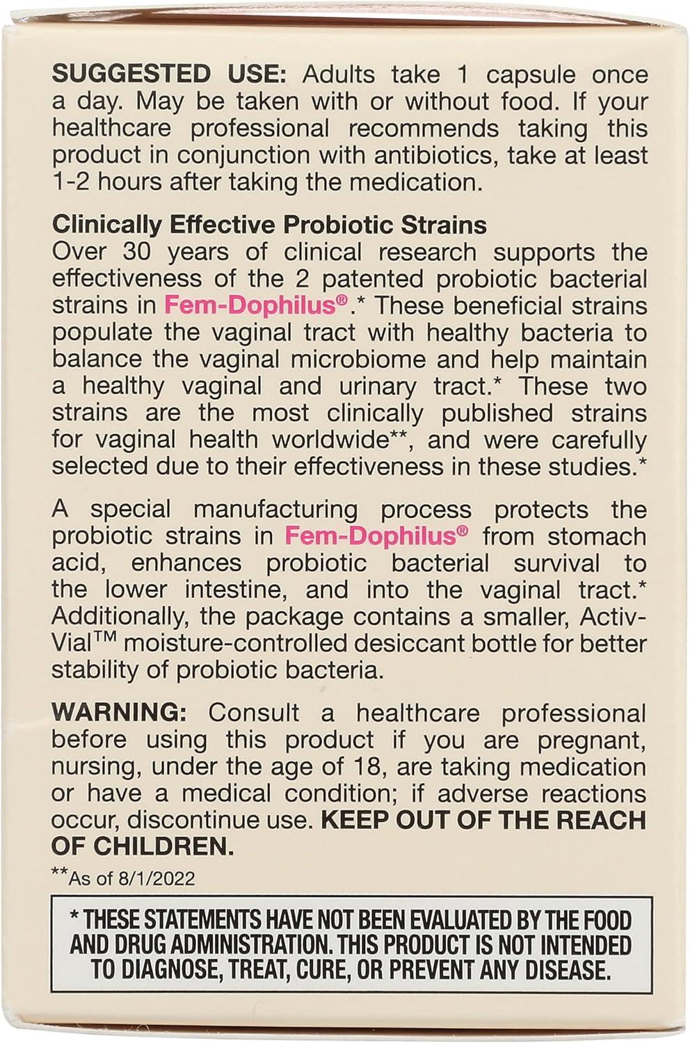image:imageJarrow Formulas FemDophilus 5 Billion CFU Per Serving Womens Probiotic Supplement Urinary Tract amp Vaginal Health Up to 30 Servings Veggie Caps30 Count Pack of 1
