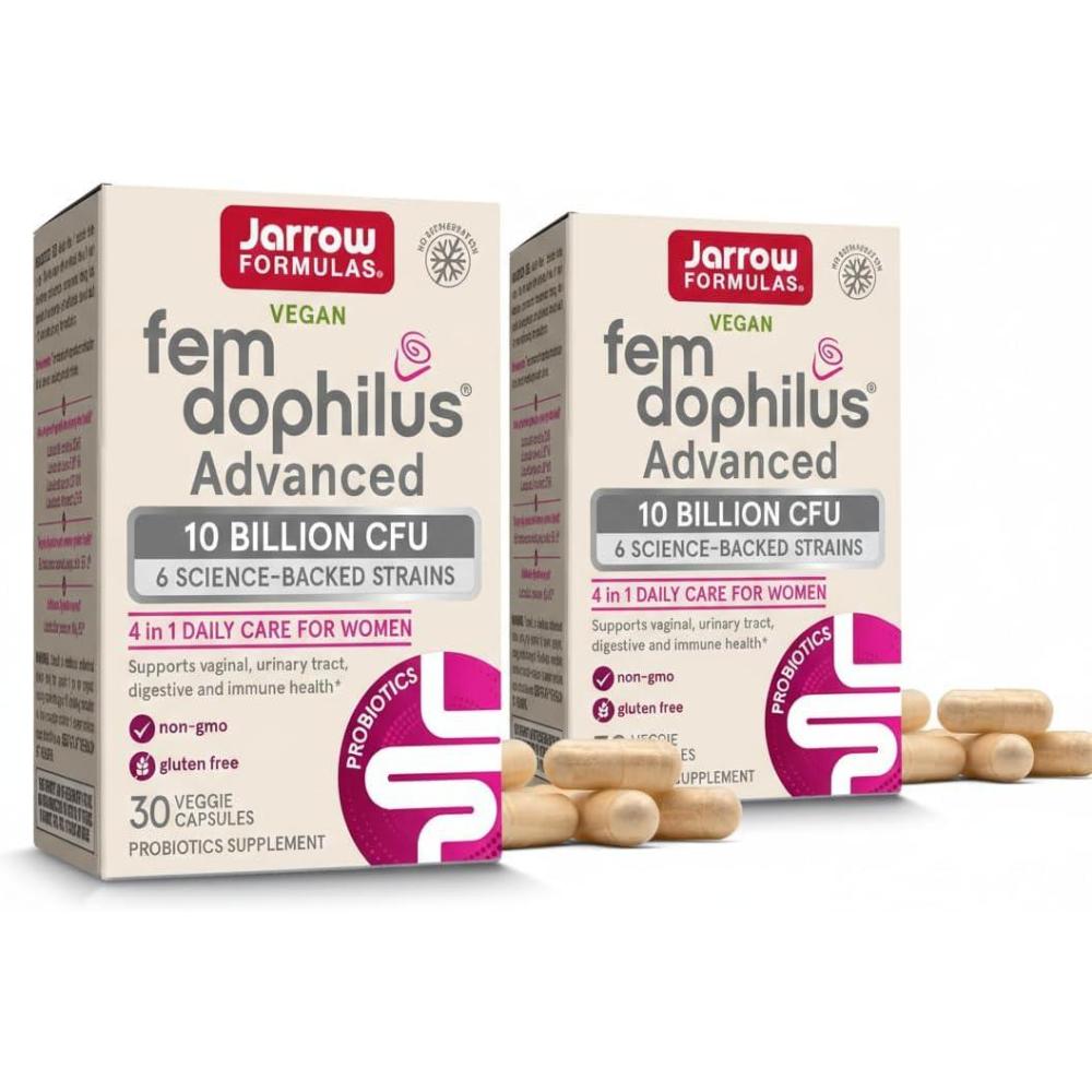 image:imageJarrow Formulas FemDophilus Advanced Vaginal amp Digestive Probiotics 10 Billion CFU with 6 Science Backed Strains for Vaginal Urinary Tract Digestive amp Immune Support 30 Capsules ShelfStable30 Count Pack of 2