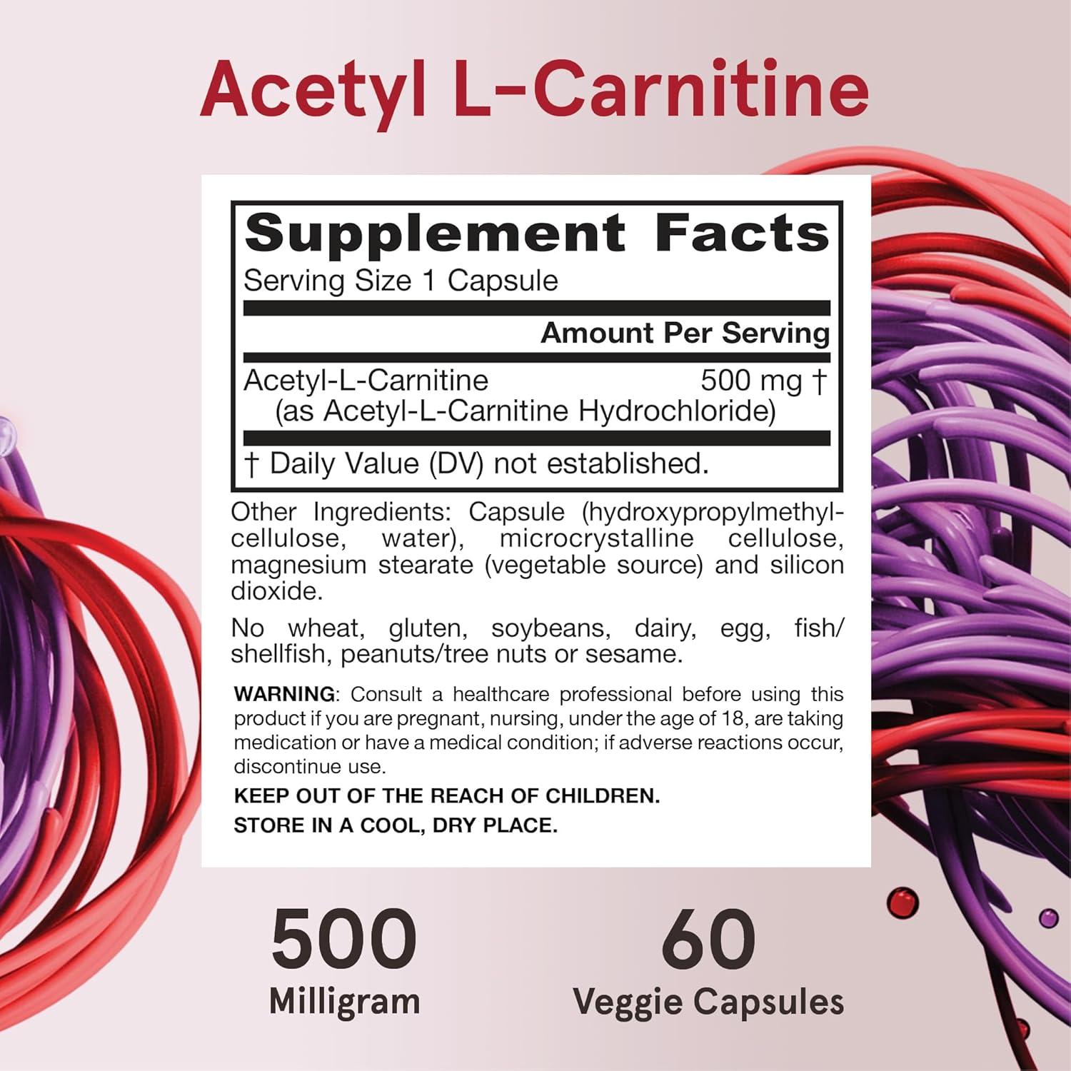 image:imageJarrow Formulas Acetyl LCarnitine 500 mg Dietary Supplement Amino Acid Support for Brain Health and Antioxidants 120 Veggie Capsules 120 Day SupplyUnflavored