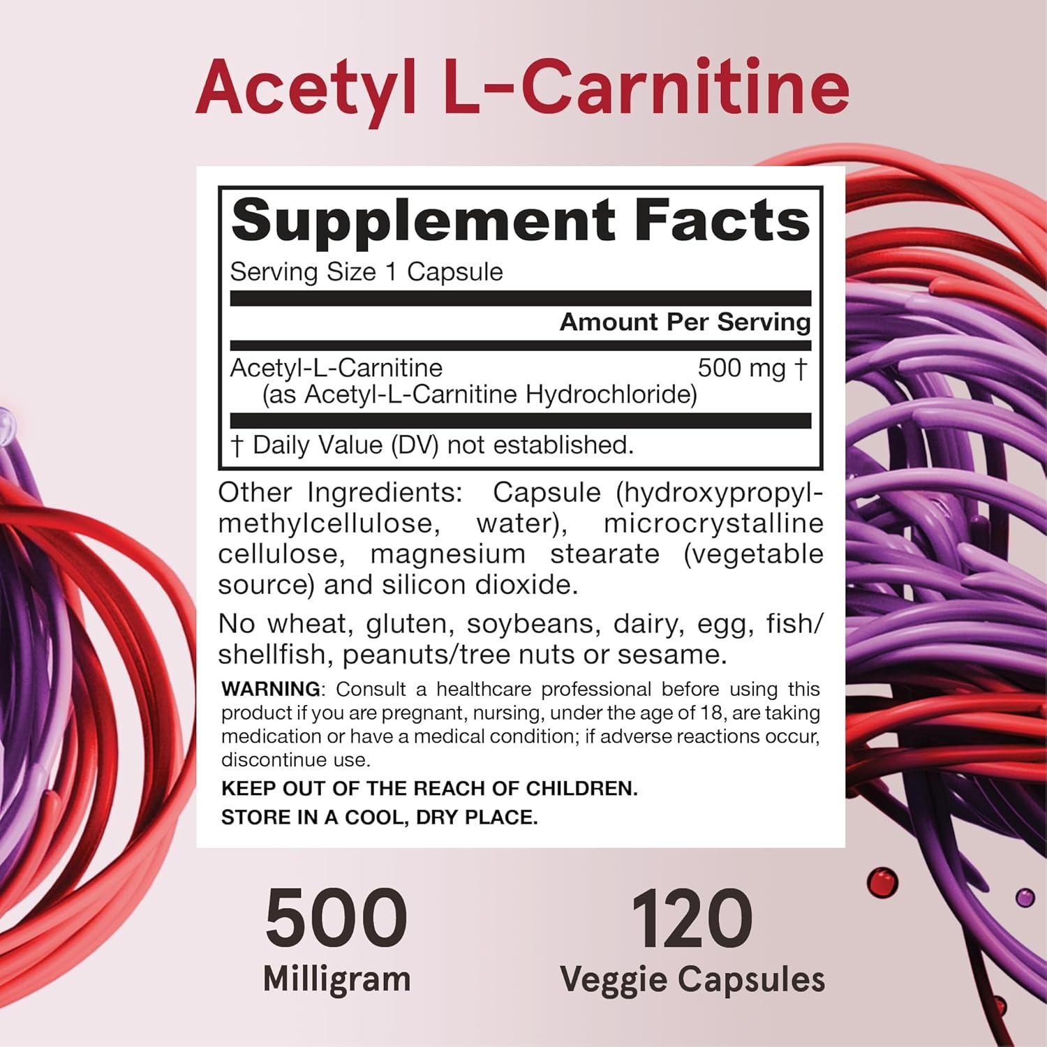 image:imageJarrow Formulas Acetyl LCarnitine 500 mg Dietary Supplement Amino Acid Support for Brain Health and Antioxidants 120 Veggie Capsules 120 Day SupplyUnflavored