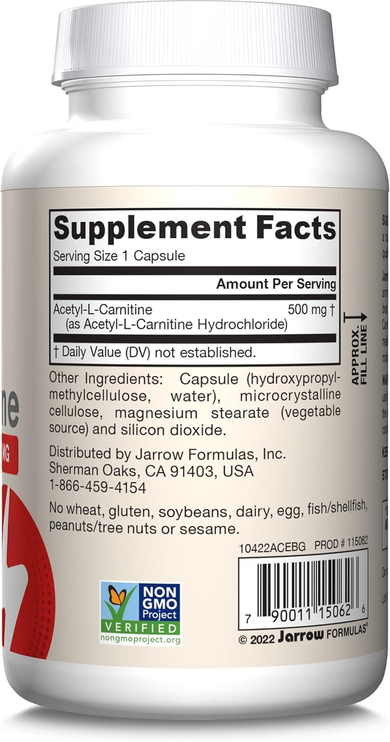 image:imageJarrow Formulas Acetyl LCarnitine 500 mg Dietary Supplement Amino Acid Support for Brain Health and Antioxidants 120 Veggie Capsules 120 Day SupplyUnflavored