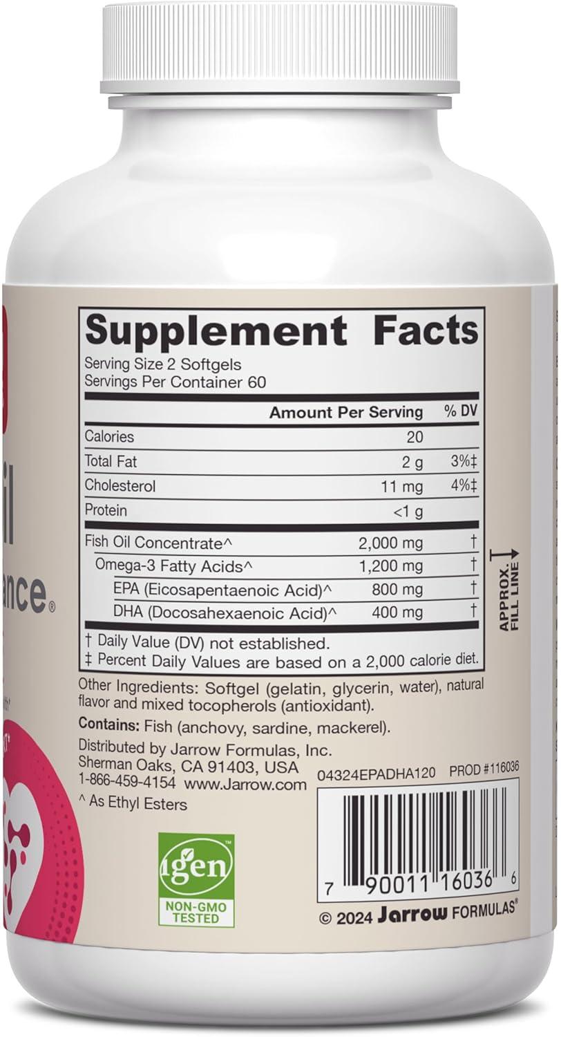 image:imageJarrow Formulas EPADHA Balance 1200 mg Omega3 Fatty Acids for Cardiovascular Support 240 Softgels 120 Day SupplyUnflavored