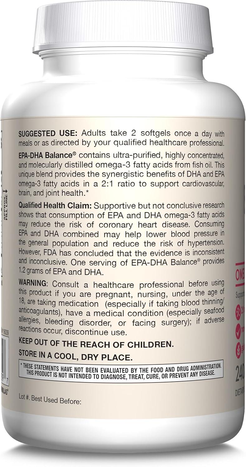 image:imageJarrow Formulas EPADHA Balance 1200 mg Omega3 Fatty Acids for Cardiovascular Support 240 Softgels 120 Day SupplyUnflavored