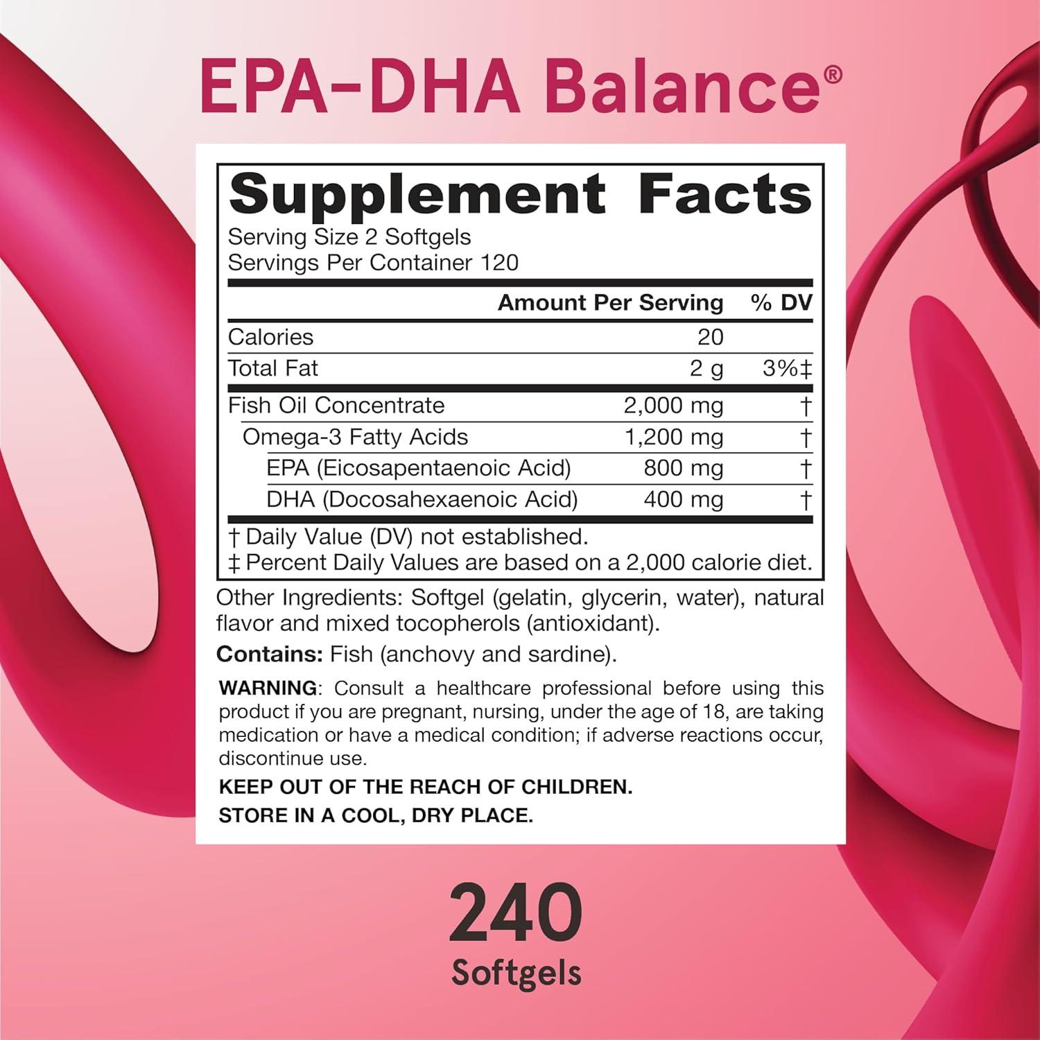image:imageJarrow Formulas EPADHA Balance 1200 mg Omega3 Fatty Acids for Cardiovascular Support 240 Softgels 120 Day SupplyUnflavored