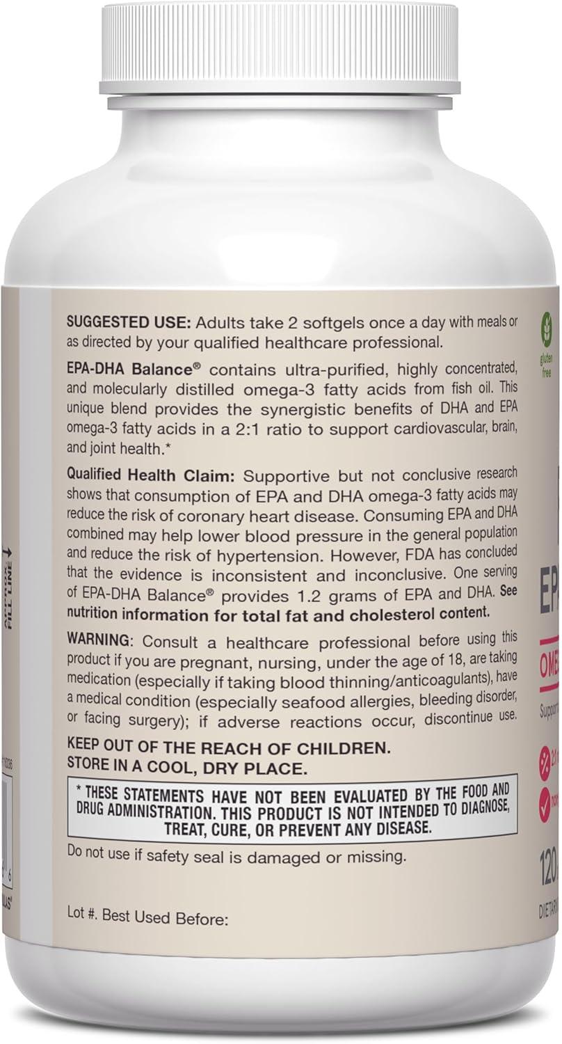 image:imageJarrow Formulas EPADHA Balance 1200 mg Omega3 Fatty Acids for Cardiovascular Support 240 Softgels 120 Day SupplyUnflavored