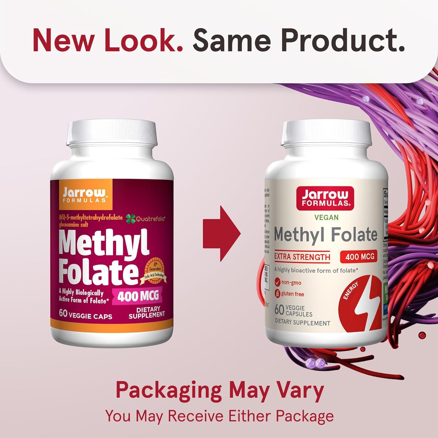 image:imageJarrow Formulas Extra Strength Methyl Folate 400 mcg Dietary Supplement for Cardiovascular and Neurologic Health Support 60 Veggie Capsules 60 Day SupplyUnflavored