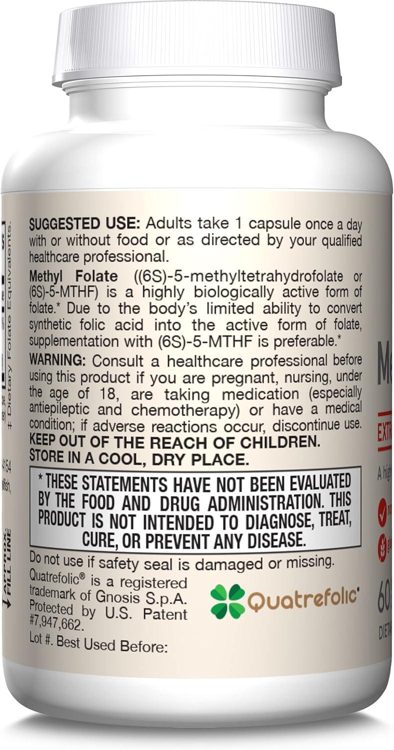image:imageJarrow Formulas Extra Strength Methyl Folate 400 mcg Dietary Supplement for Cardiovascular and Neurologic Health Support 60 Veggie Capsules 60 Day SupplyUnflavored