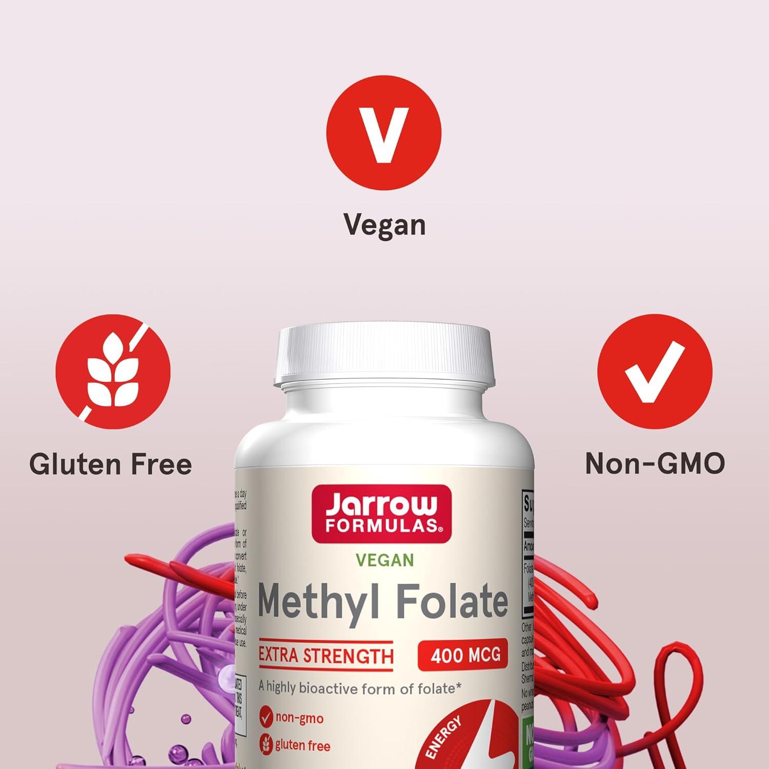 image:imageJarrow Formulas Extra Strength Methyl Folate 400 mcg Dietary Supplement for Cardiovascular and Neurologic Health Support 60 Veggie Capsules 60 Day SupplyUnflavored