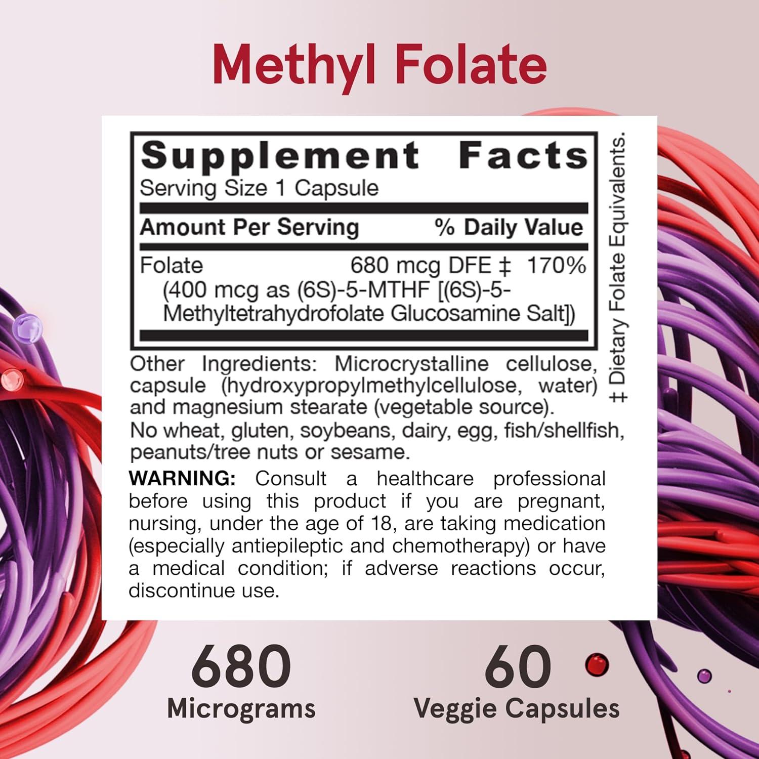 image:imageJarrow Formulas Extra Strength Methyl Folate 400 mcg Dietary Supplement for Cardiovascular and Neurologic Health Support 60 Veggie Capsules 60 Day SupplyUnflavored