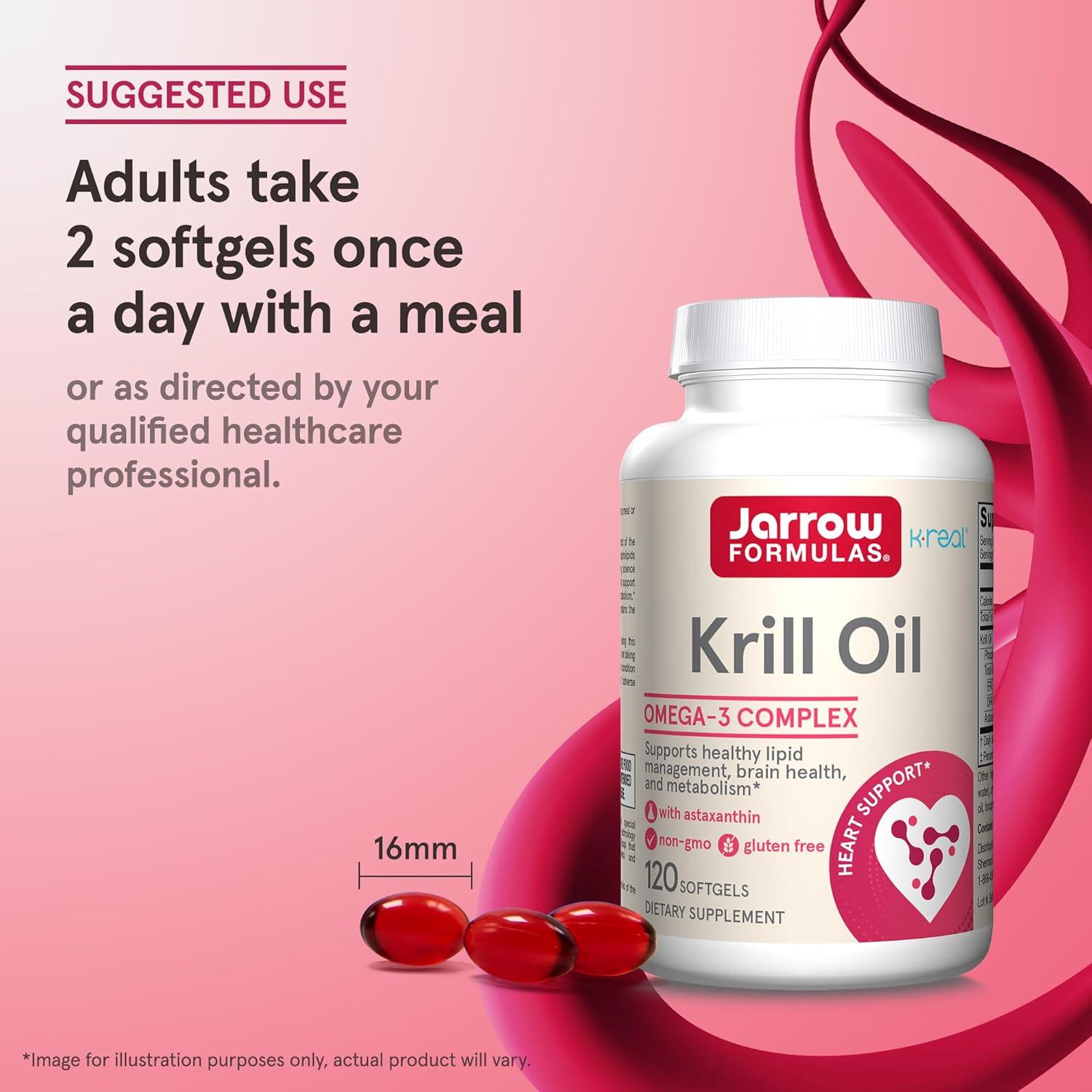 image:imageJarrow Formulas Krill Oil Phospholipid Omega3 Complex with Astaxanthin 60 Softgels 30 Servings Supports Lipid Management Metabolism Brain amp Heart Health EPA amp DHA Gluten Free NonGMO120 Count Pack of 1