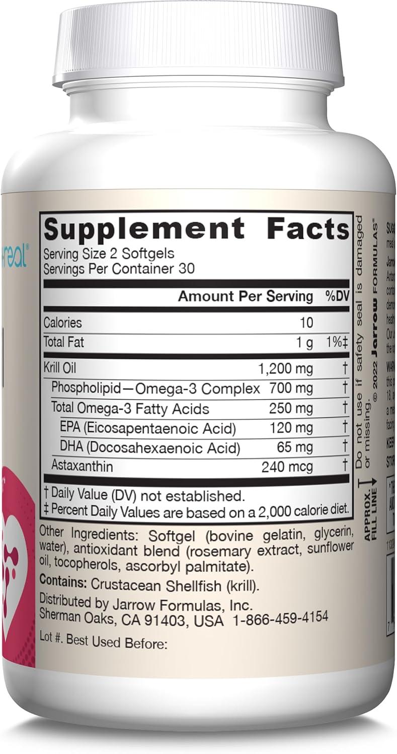 image:imageJarrow Formulas Krill Oil Phospholipid Omega3 Complex with Astaxanthin 60 Softgels 30 Servings Supports Lipid Management Metabolism Brain amp Heart Health EPA amp DHA Gluten Free NonGMO60 Count Pack of 1