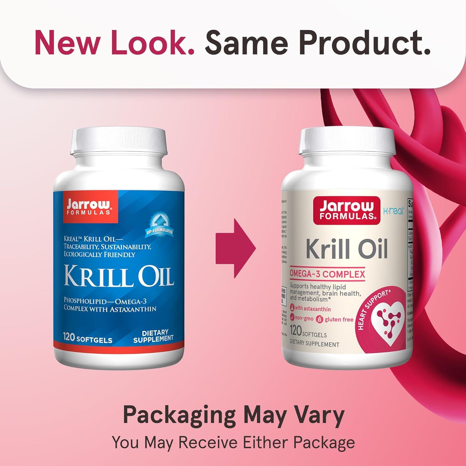 image:imageJarrow Formulas Krill Oil Phospholipid Omega3 Complex with Astaxanthin 60 Softgels 30 Servings Supports Lipid Management Metabolism Brain amp Heart Health EPA amp DHA Gluten Free NonGMO120 Count Pack of 1