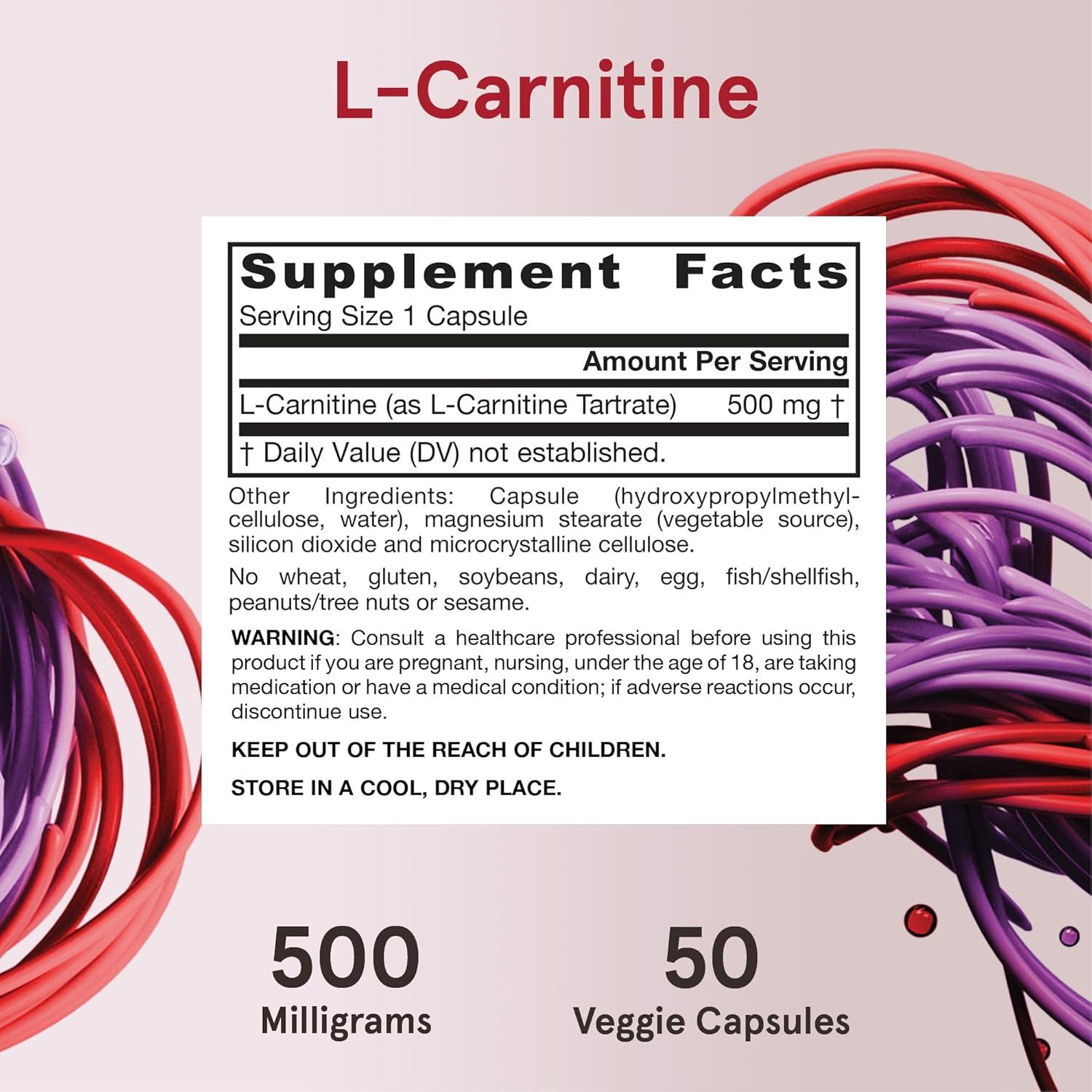 image:imageJarrow Formulas LCarnitine 500 mg Dietary Supplement Support for Cellular Energy Production 100 Veggie Capsules 100 Day SupplyUnflavored