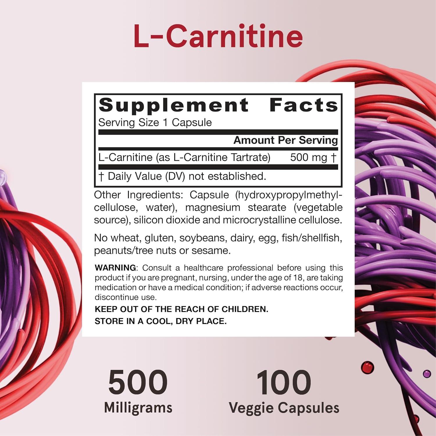 image:imageJarrow Formulas LCarnitine 500 mg Dietary Supplement Support for Cellular Energy Production 100 Veggie Capsules 100 Day SupplyUnflavored