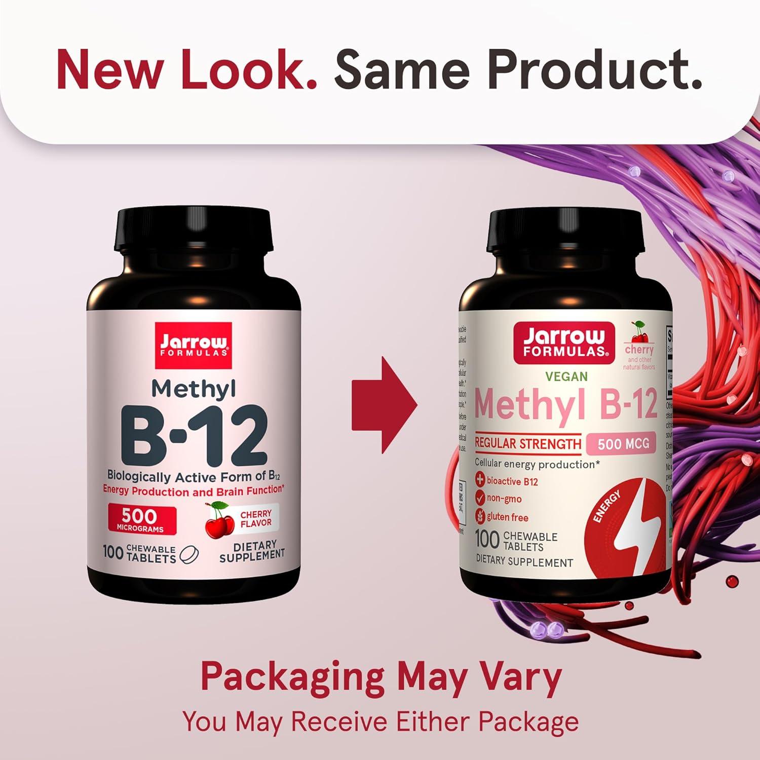 image:imageJarrow Formulas Methyl B12 Tablets 500 mg Dietary Supplement for Cellular Energy Production and Brain Health Support 100 Cherry Flavor Chewable Tablets 100 Day Supply100 Count Pack of 12