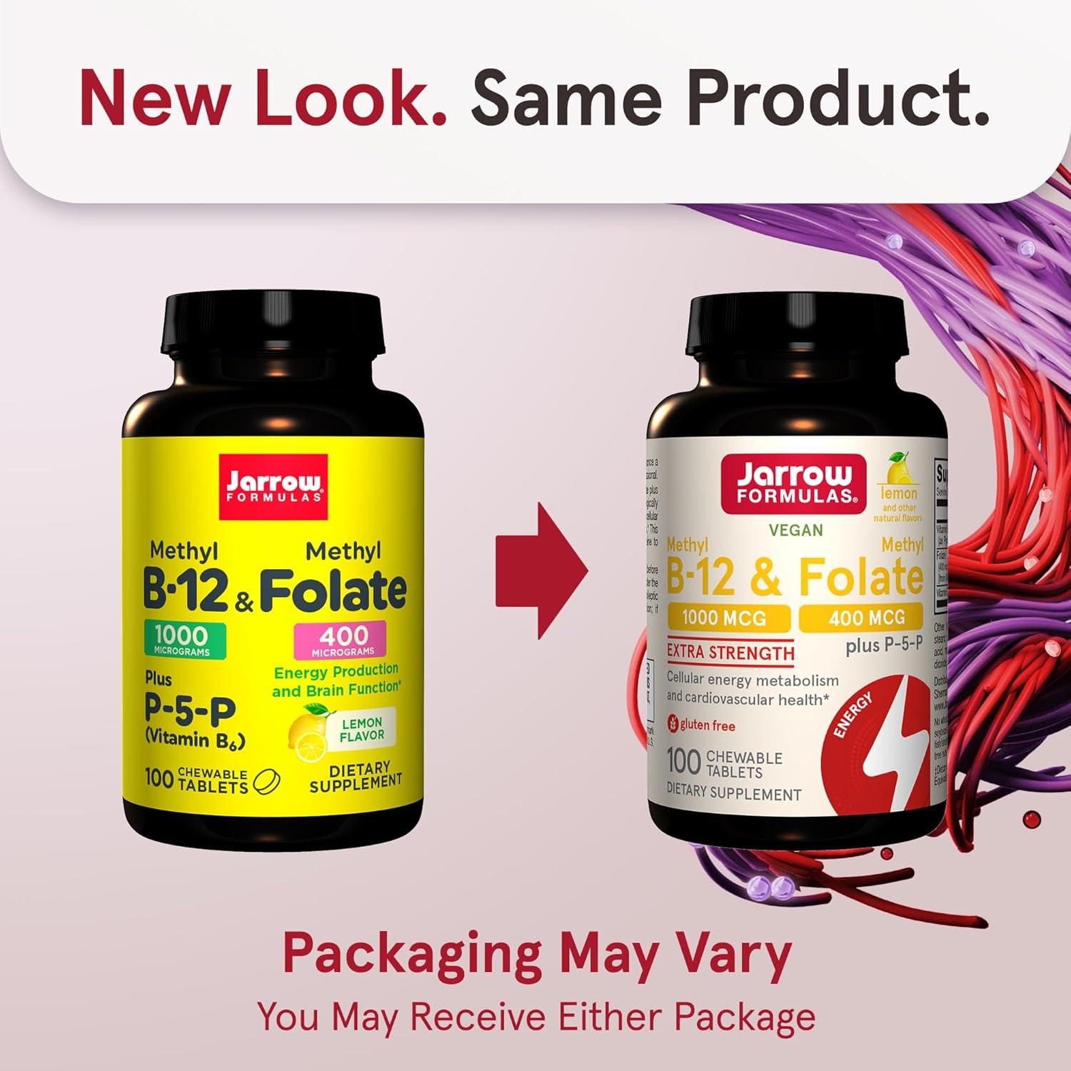 image:imageJarrow Formulas Methyl B12 amp Methyl Folate Bioactive Vitamin B9 amp Vitamin B12 Supplement Supports Cellular Energy Production Healthy Brain Function amp Metabolism 100 Chewable Tablets 100 Servings100 Count Pack of 12