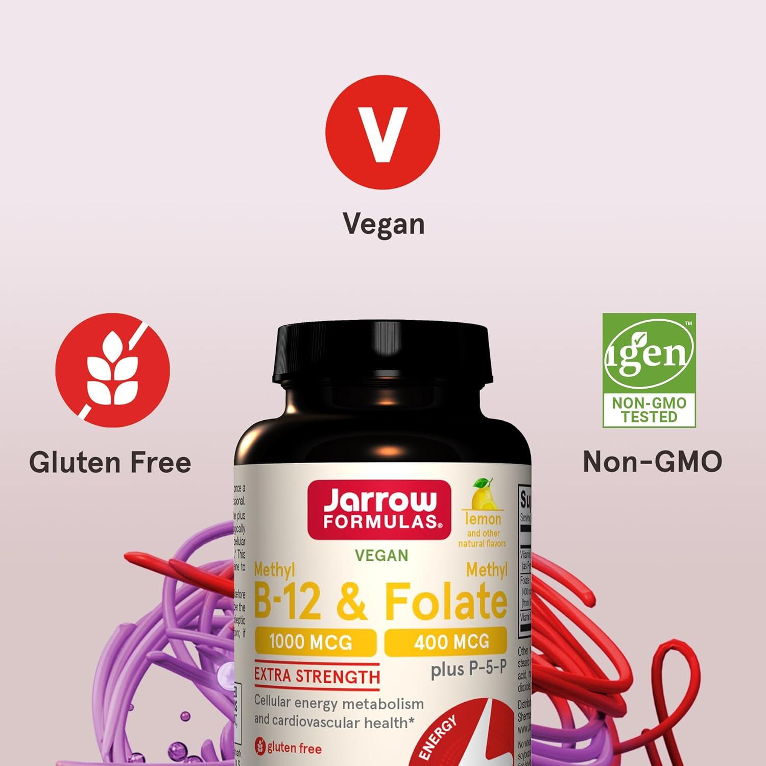 image:imageJarrow Formulas Methyl B12 amp Methyl Folate Bioactive Vitamin B9 amp Vitamin B12 Supplement Supports Cellular Energy Production Healthy Brain Function amp Metabolism 100 Chewable Tablets 100 Servings100 Count Pack of 12