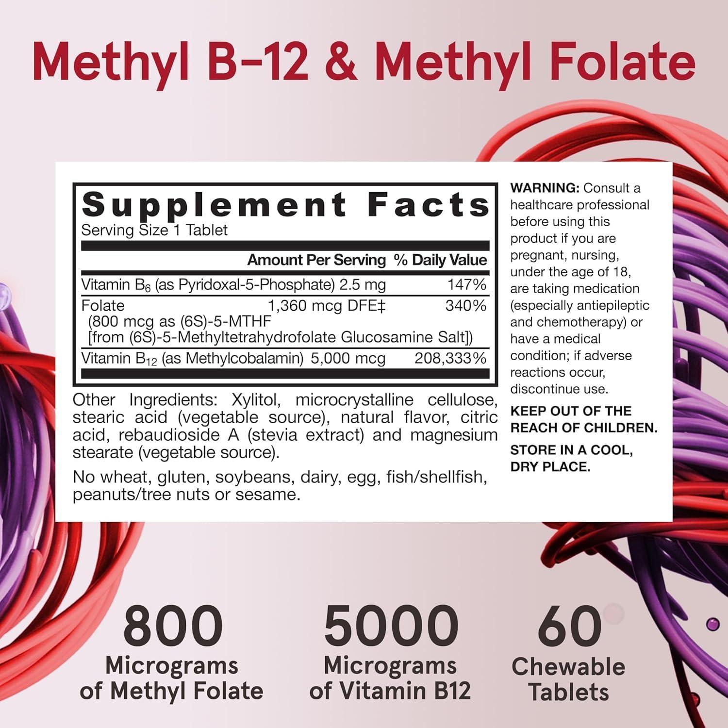 image:imageJarrow Formulas Methyl B12 amp Methyl Folate Bioactive Vitamin B9 and Vitamin B12 Supplement Supports Cellular Energy Production Healthy Brain Function amp Metabolism 60 Chewable Tablets 60 ServingsCherry