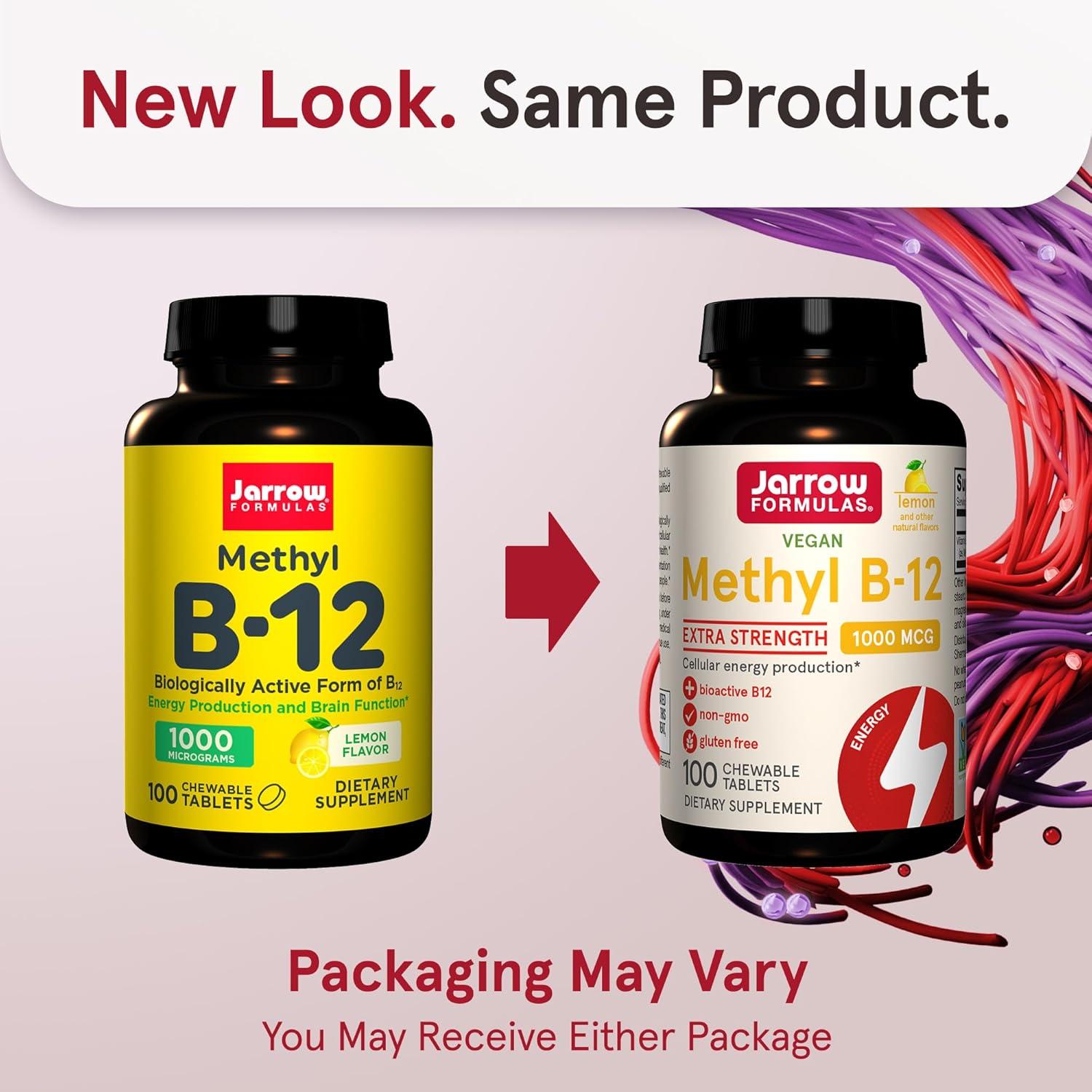 image:imageJarrow Formulas Methyl Vitamin B12 1000 mcg 100 Chewable Tablets Lemon Flavored Bioactive B12 Vitamin Supports Cellular Energy Production Brain Health amp Metabolism 100 Servings100 Servings Pack of 12
