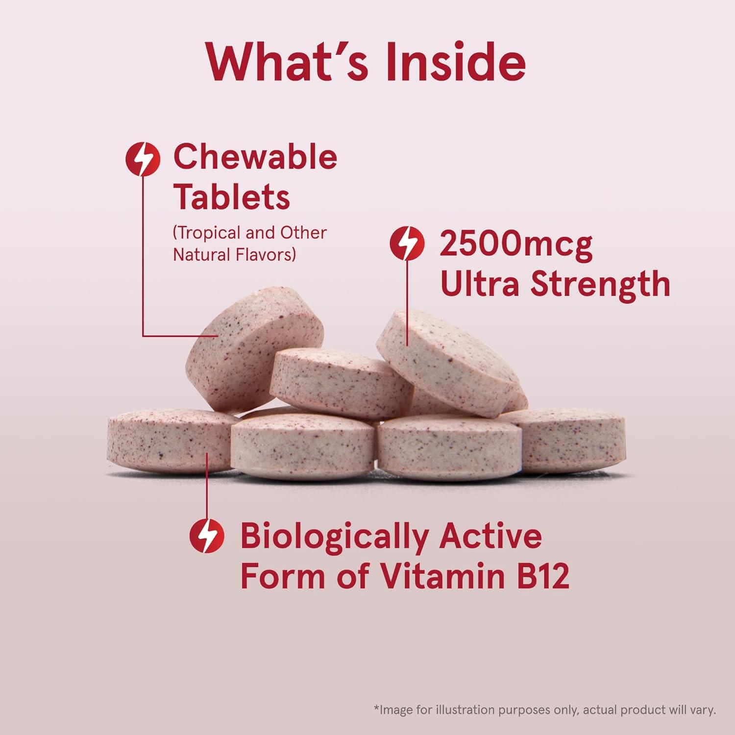 image:imageJarrow Formulas Methyl Vitamin B12 2500 mcg 100 Chewable Tablets Tropical Flavored Bioactive B12 Vitamin Supports Cellular Energy Production Brain Health amp Metabolism 100 Servings100 Count Pack of 1
