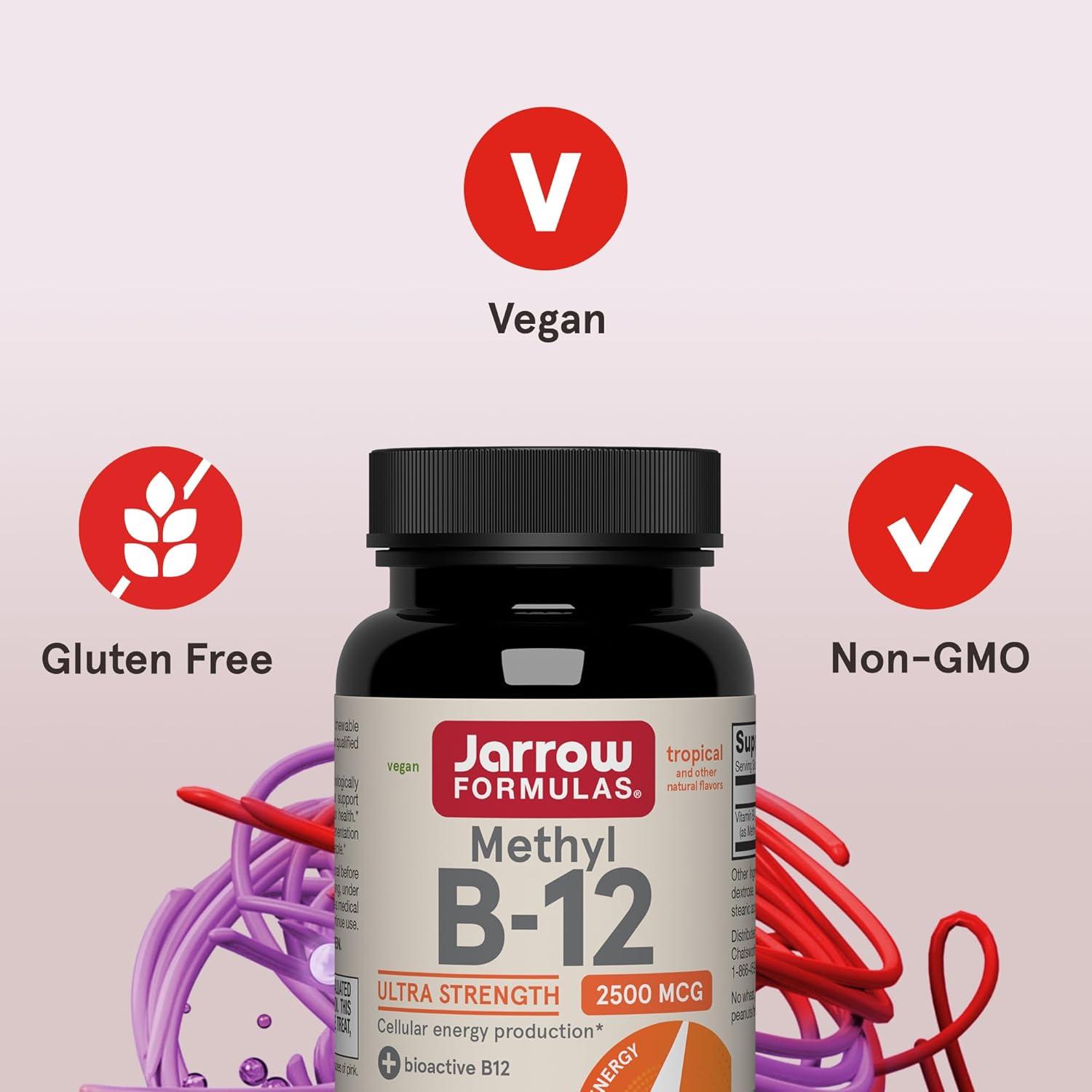 image:imageJarrow Formulas Methyl Vitamin B12 2500 mcg 100 Chewable Tablets Tropical Flavored Bioactive B12 Vitamin Supports Cellular Energy Production Brain Health amp Metabolism 100 Servings100 Count Pack of 2
