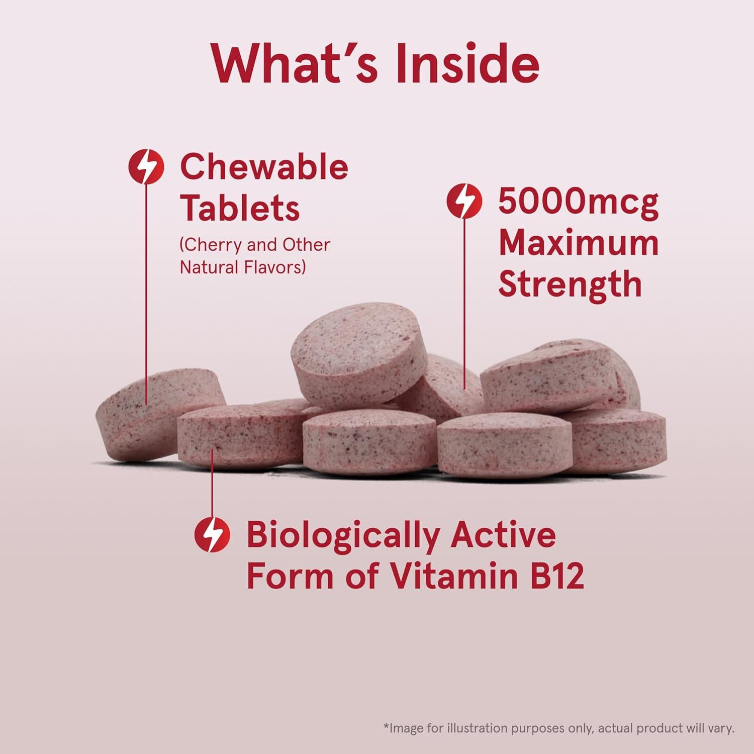 image:imageJarrow Formulas Methyl Vitamin B12 5000 mcg 60 Chewable Tablets Naturally Fruit Flavored Bioactive B12 Vitamin Supports Cellular Energy Production Brain Health amp Metabolism 60 Servings60 Count Pack of 1