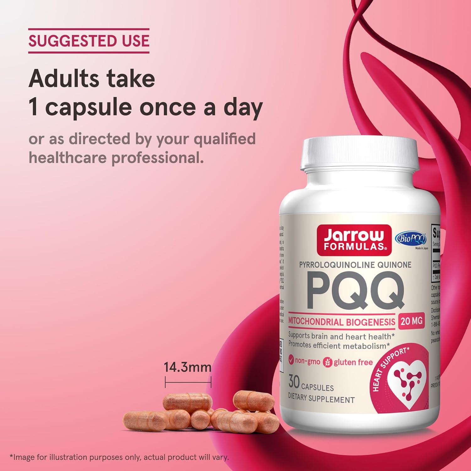 image:imageJarrow Formulas PQQ 20 mg Dietary Supplement Heart Brain and Metabolism Support 60 Veggie Capsules 60 Day SupplyUnflavored