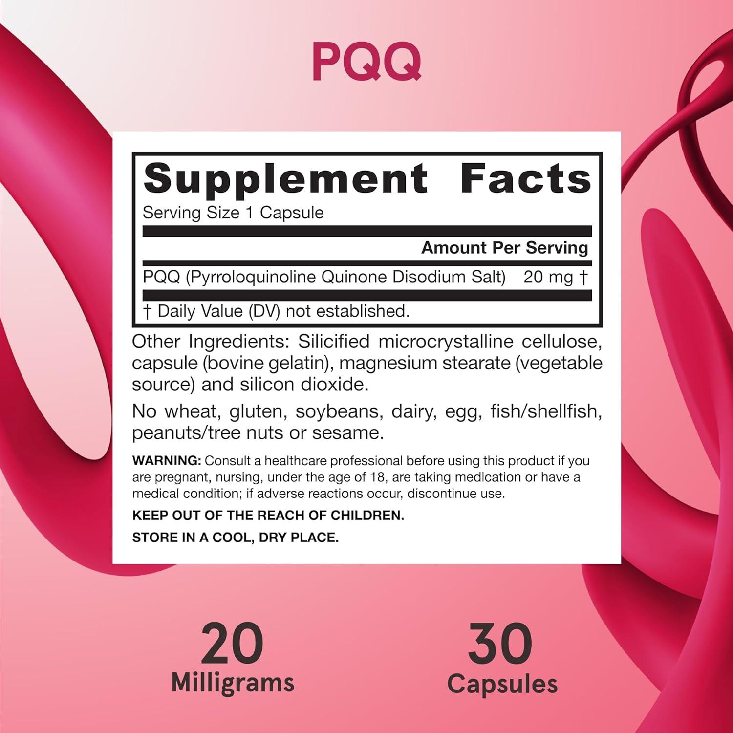 image:imageJarrow Formulas PQQ 20 mg Dietary Supplement Heart Brain and Metabolism Support 60 Veggie Capsules 60 Day SupplyUnflavored