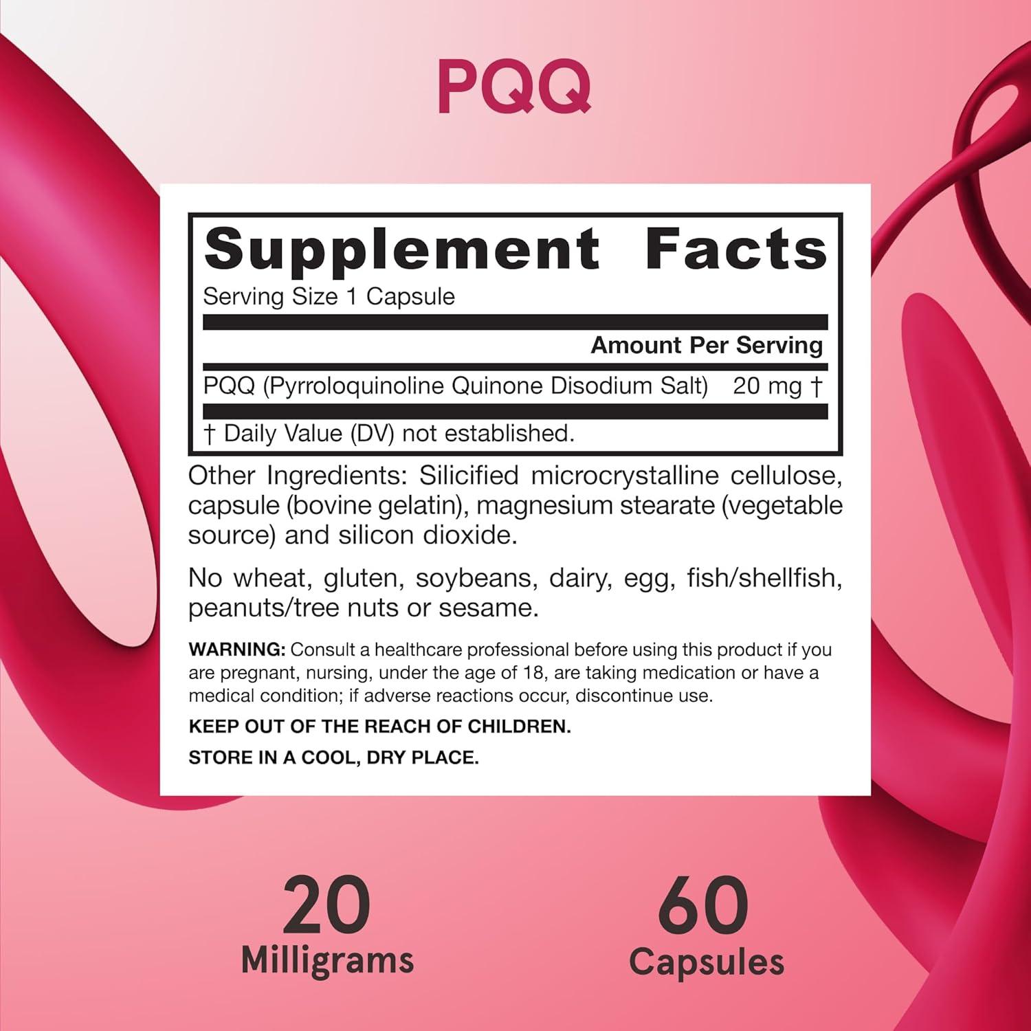 image:imageJarrow Formulas PQQ 20 mg Dietary Supplement Heart Brain and Metabolism Support 60 Veggie Capsules 60 Day SupplyUnflavored