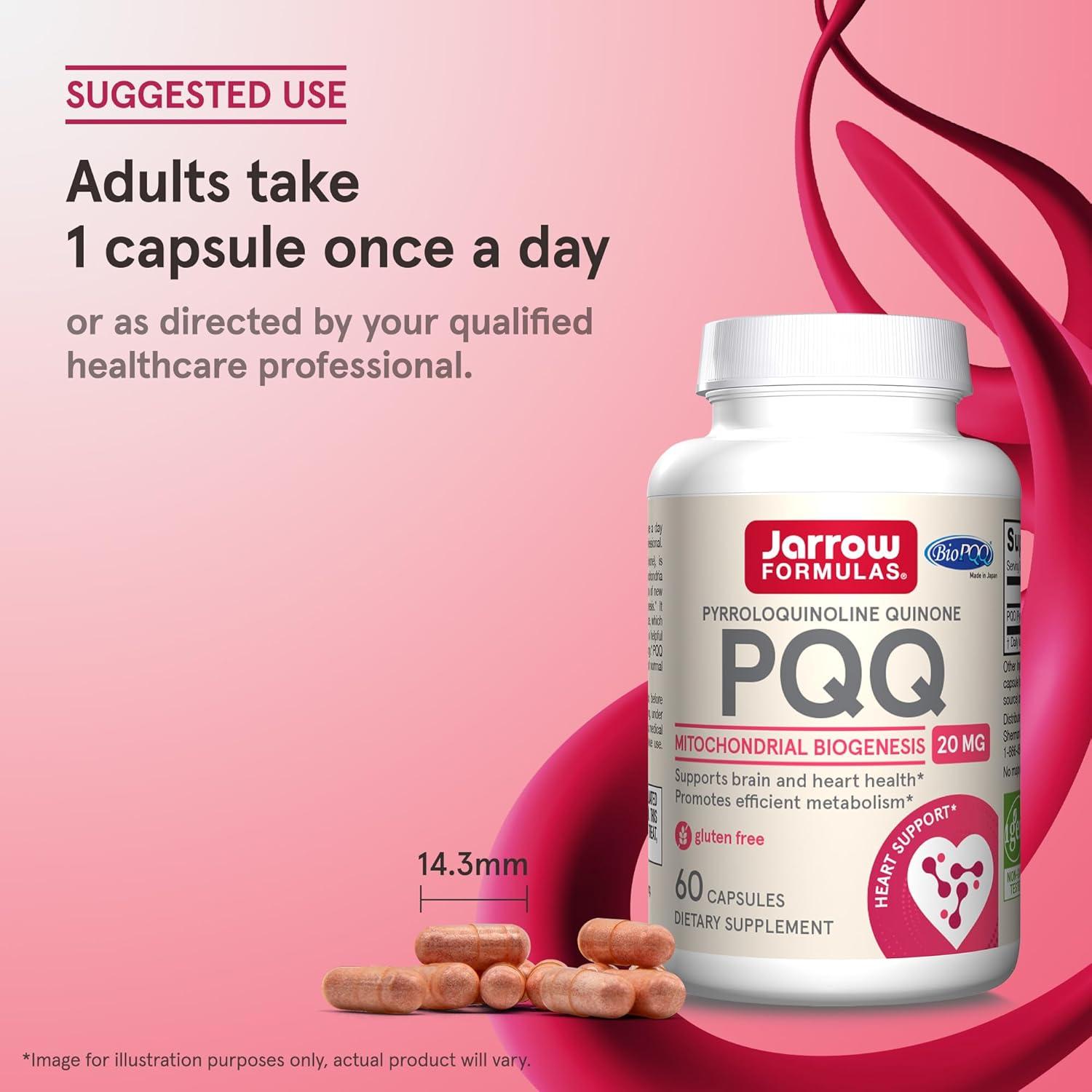 image:imageJarrow Formulas PQQ 20 mg Dietary Supplement Heart Brain and Metabolism Support 60 Veggie Capsules 60 Day SupplyUnflavored
