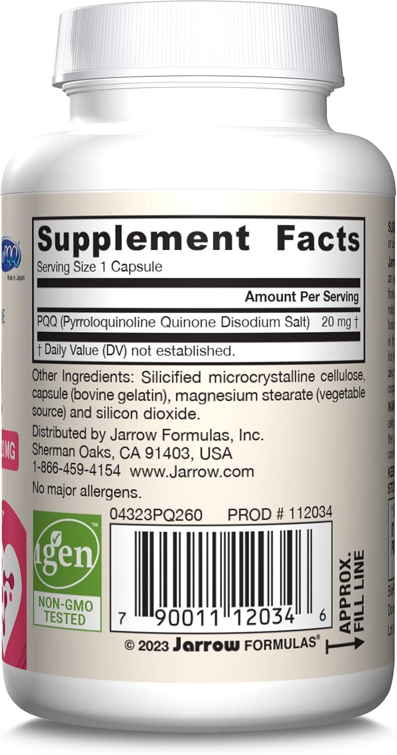 image:imageJarrow Formulas PQQ 20 mg Dietary Supplement Heart Brain and Metabolism Support 60 Veggie Capsules 60 Day SupplyUnflavored