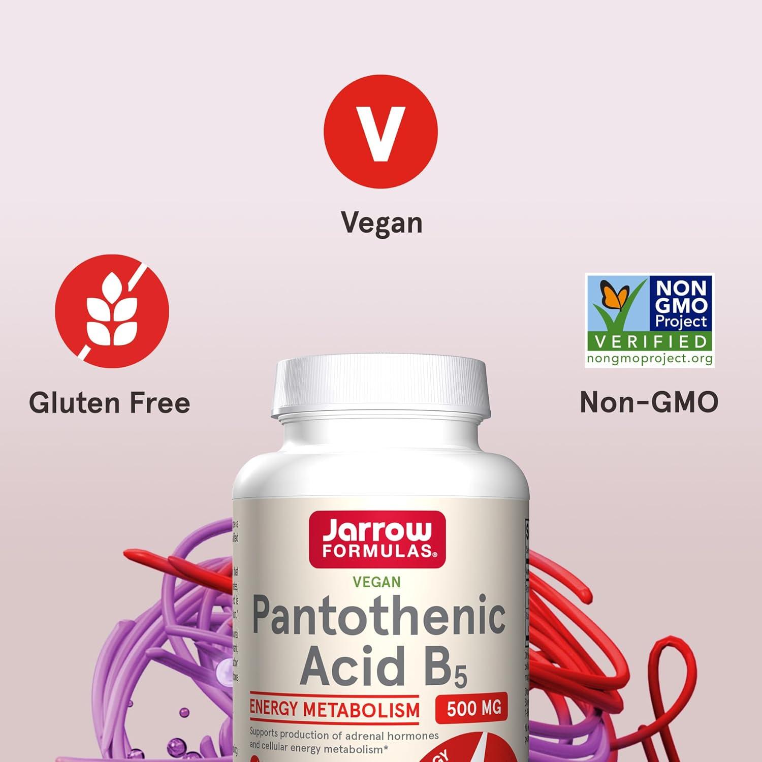 image:imageJarrow Formulas Pantothenic Acid B5 500 mg Dietary Supplement Vitamin B5 for Adrenal Hormone Support and Cellular Energy Metabolism 100 Veggie Capsules 100 Day Supply100 Count Pack of 2