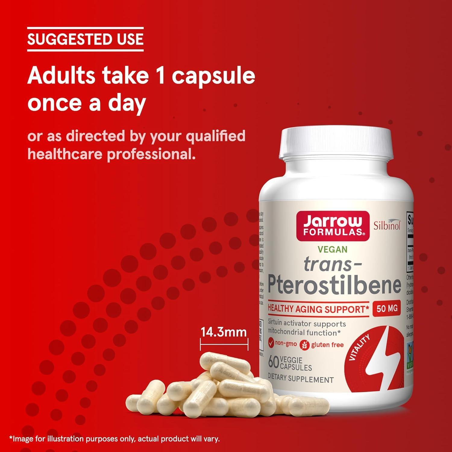 image:imageJarrow Formulas Pterostilbene 50mg for Antioxidant Support Dietary Supplement Supports Healthy Aging 60 Veggie Capsules 60 Day Supply60 Count Pack of 1