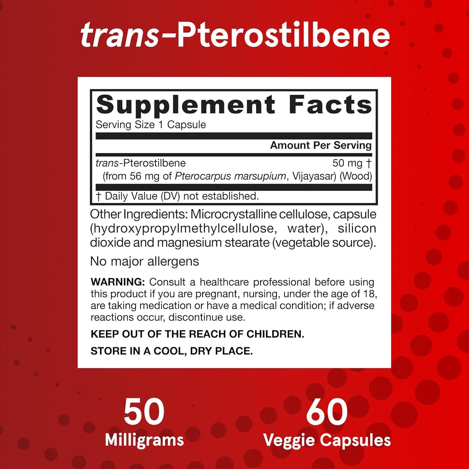 image:imageJarrow Formulas Pterostilbene 50mg for Antioxidant Support Dietary Supplement Supports Healthy Aging 60 Veggie Capsules 60 Day Supply60 Count Pack of 1