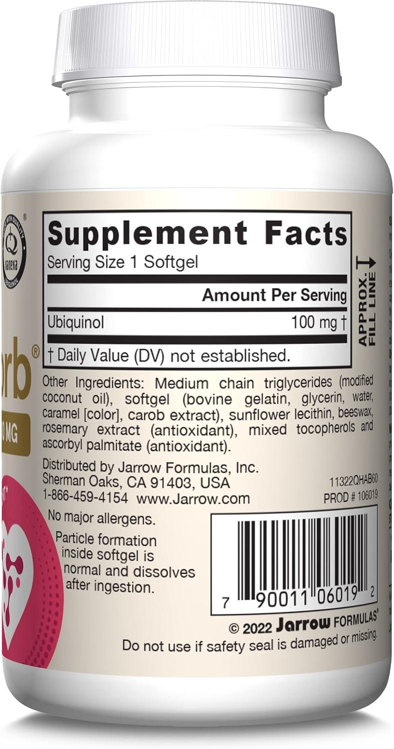 image:imageJarrow Formulas QHAbsorb Ubiquinol 100mg 120 Softgels High Absorption amp Active Antioxidant Form of CoQ10 Supports Mitochondrial Energy Production amp Healthy Cardiovascular Function60 count Pack of 1