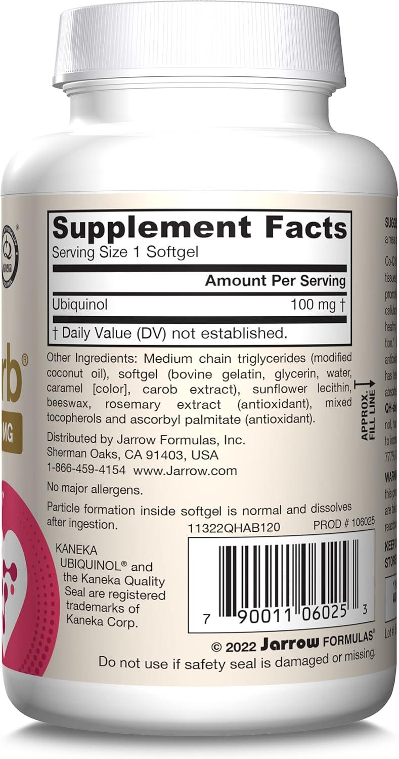 image:imageJarrow Formulas QHAbsorb Ubiquinol 100mg 120 Softgels High Absorption amp Active Antioxidant Form of CoQ10 Supports Mitochondrial Energy Production amp Healthy Cardiovascular Function120 count Pack of 1