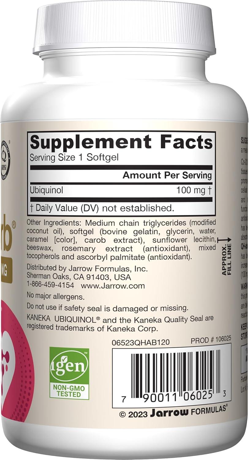 image:imageJarrow Formulas QHAbsorb Ubiquinol 100mg 120 Softgels High Absorption amp Active Antioxidant Form of CoQ10 Supports Mitochondrial Energy Production amp Healthy Cardiovascular Function120 count Pack of 1