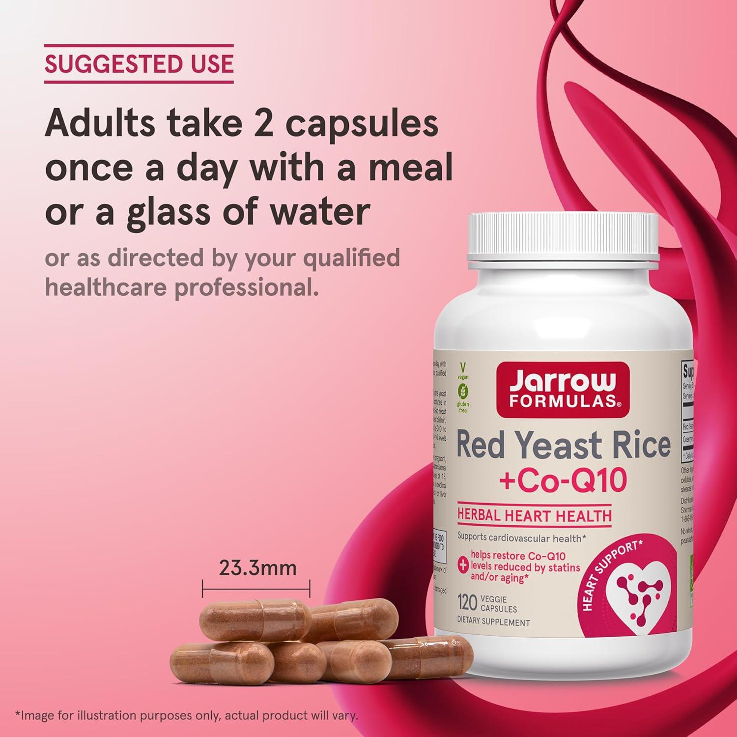 image:imageJarrow Formulas Red Yeast Rice 1200 mg amp CoQ10 100 mg Per Serving 120 Veggie Caps 60 Servings Herbal Heart Health Dietary Supplement Supports Cardiovascular amp Cellular Health Vegan60 Servings Pack of 1