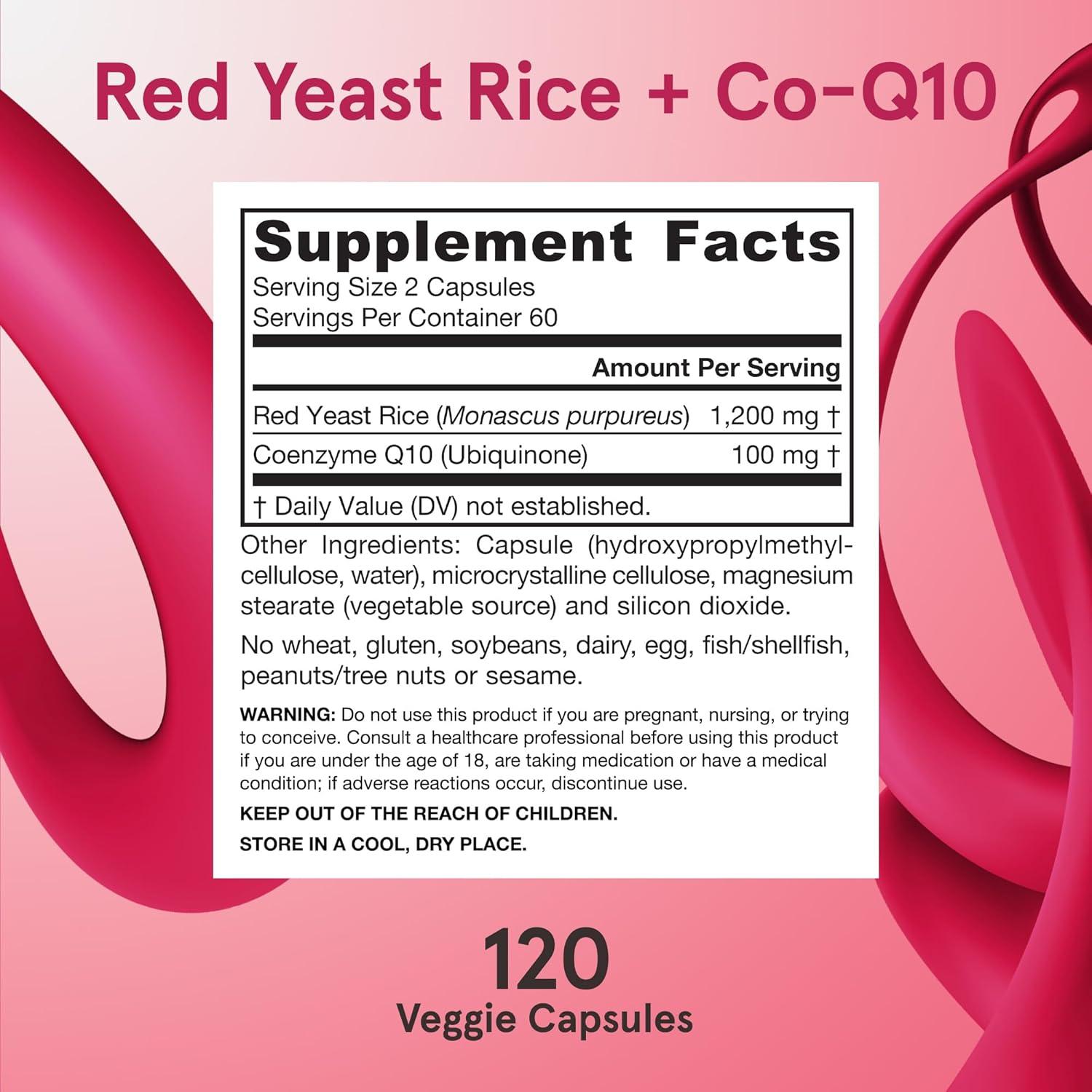 image:imageJarrow Formulas Red Yeast Rice 1200 mg amp CoQ10 100 mg Per Serving 120 Veggie Caps 60 Servings Herbal Heart Health Dietary Supplement Supports Cardiovascular amp Cellular Health Vegan60 Servings Pack of 1
