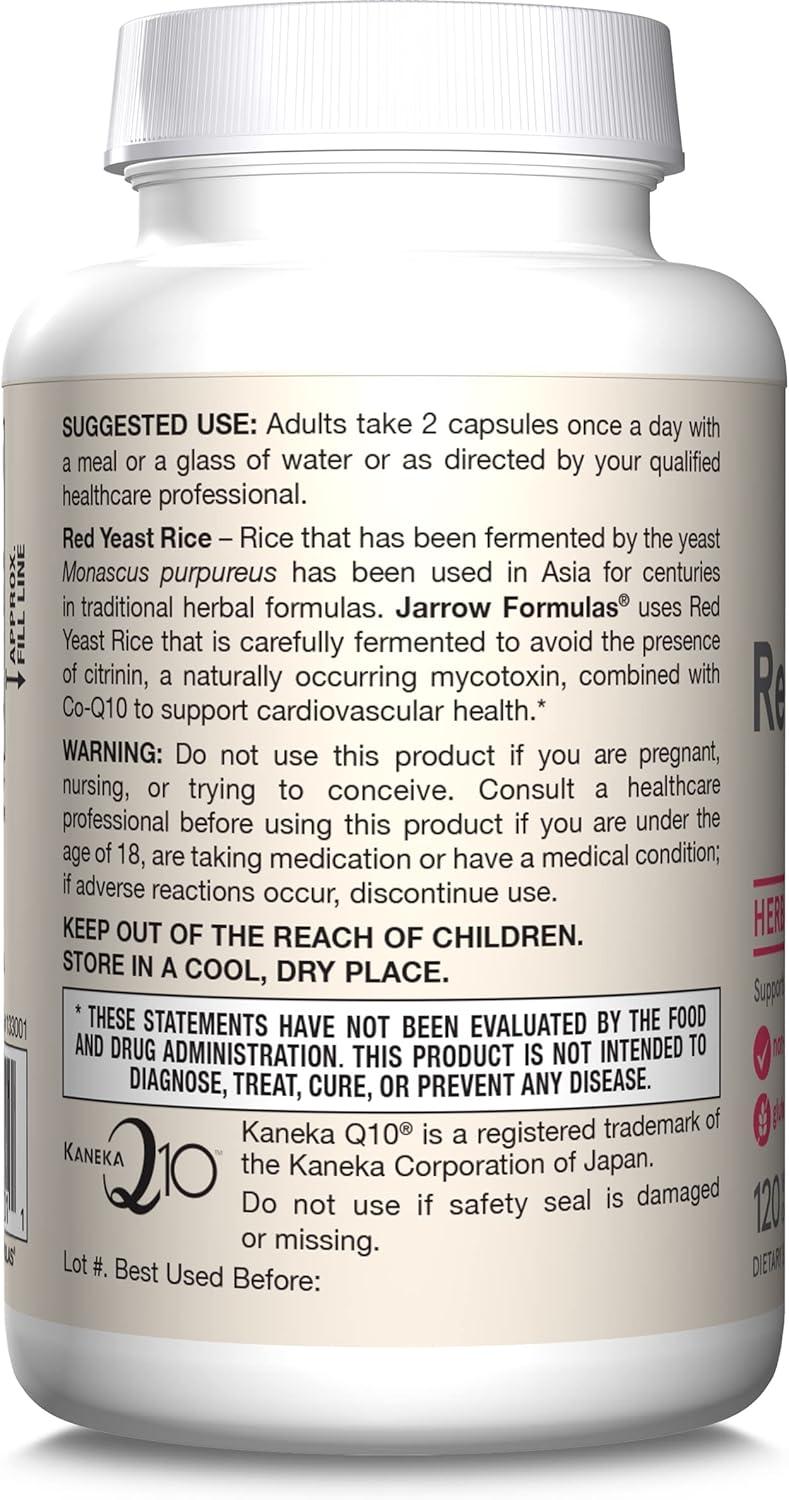 image:imageJarrow Formulas Red Yeast Rice 1200 mg amp CoQ10 100 mg Per Serving 120 Veggie Caps 60 Servings Herbal Heart Health Dietary Supplement Supports Cardiovascular amp Cellular Health Vegan60 Servings Pack of 1