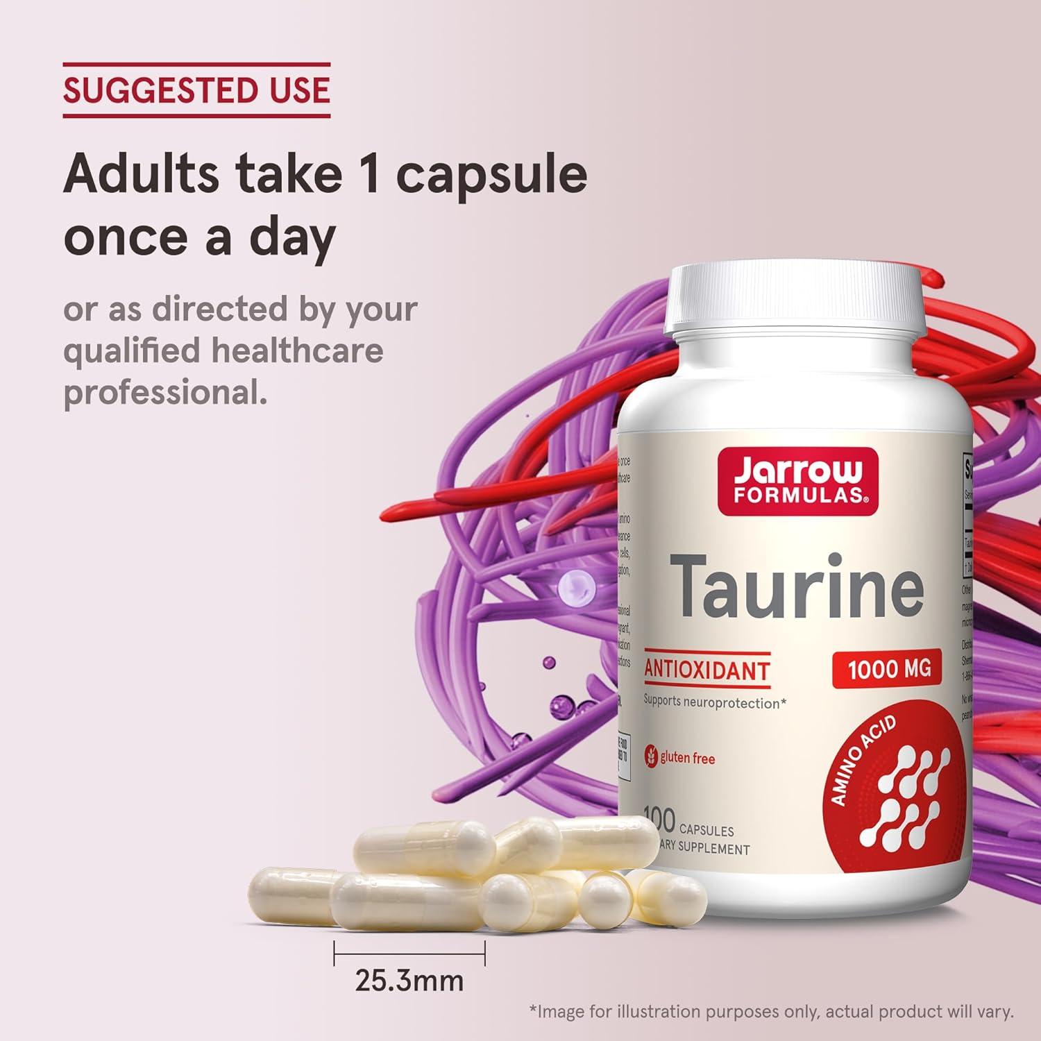 image:imageJarrow Formulas Taurine 1000 mg Dietary Supplement Amino Acid Supplement for Brain Health Support 100 Capsules 100 Day Supply100 Count Pack of 1