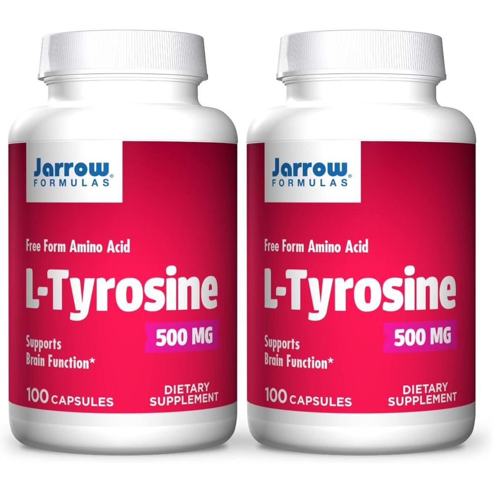 image:imageJarrow Formulas LTyrosine 500 mg Dietary Supplement Amino Acid Supplement for Brain Health Support 100 Capsules 100 Day Supply100 Count Pack of 2