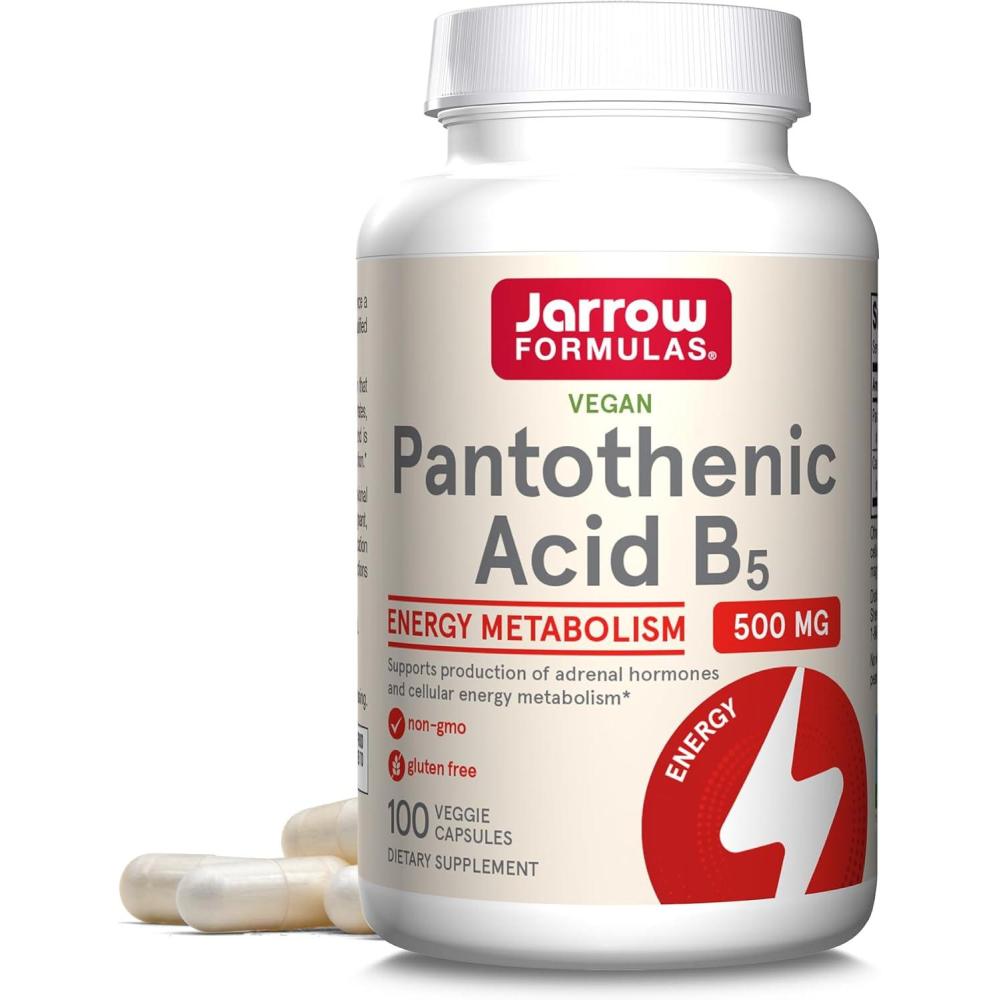image:imageJarrow Formulas Pantothenic Acid B5 500 mg Dietary Supplement Vitamin B5 for Adrenal Hormone Support and Cellular Energy Metabolism 100 Veggie Capsules 100 Day Supply100 Count Pack of 1