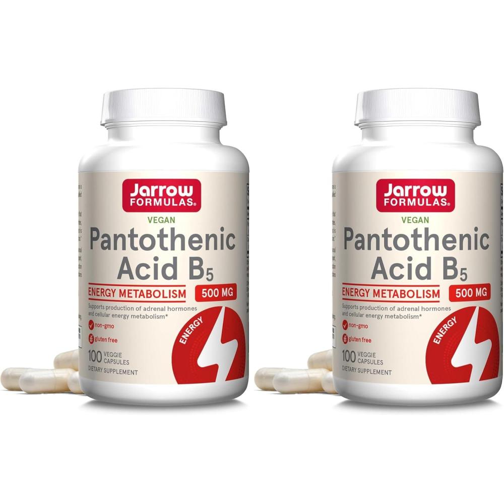 image:imageJarrow Formulas Pantothenic Acid B5 500 mg Dietary Supplement Vitamin B5 for Adrenal Hormone Support and Cellular Energy Metabolism 100 Veggie Capsules 100 Day Supply100 Count Pack of 2