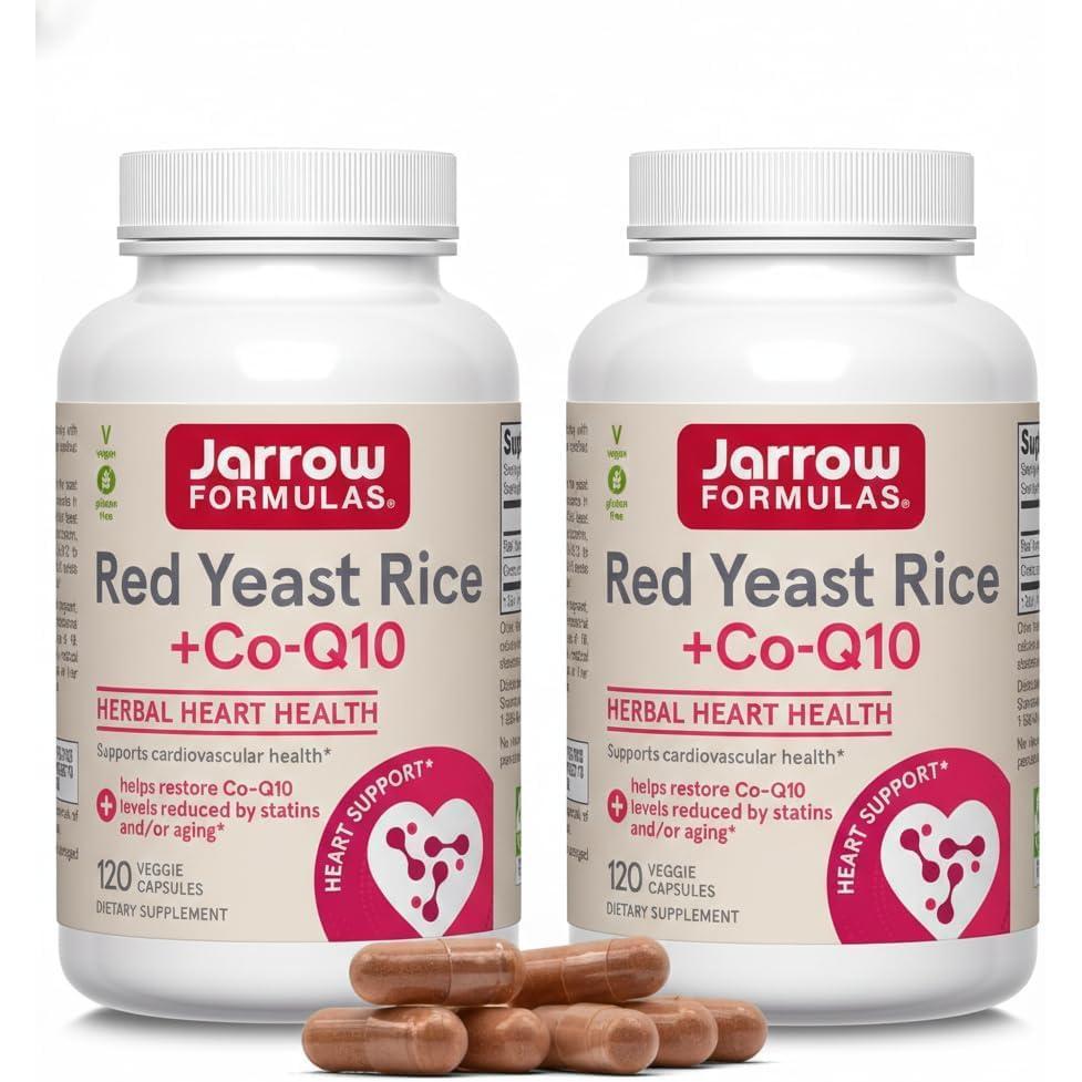 image:imageJarrow Formulas Red Yeast Rice 1200 mg amp CoQ10 100 mg Per Serving 120 Veggie Caps 60 Servings Herbal Heart Health Dietary Supplement Supports Cardiovascular amp Cellular Health Vegan120 Count Pack of 2