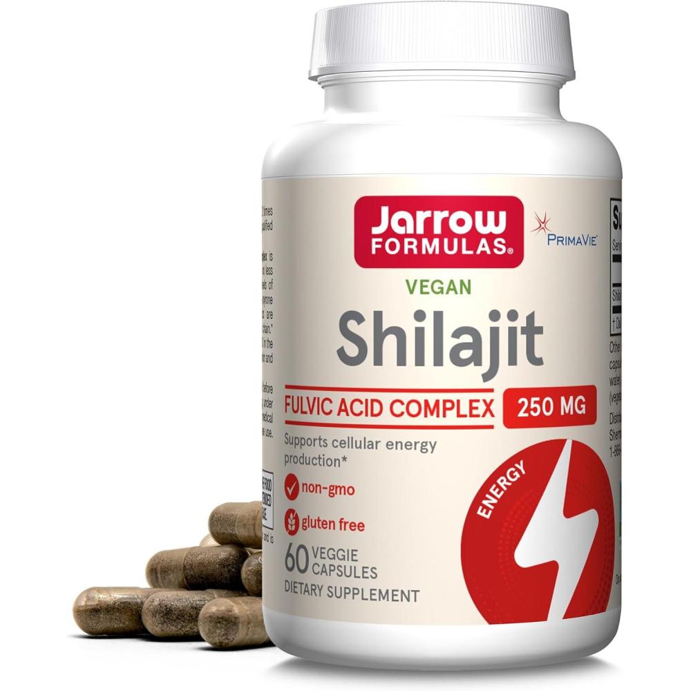 image:imageJarrow Formulas Shilajit 250 mg Dietary Supplement Shilajit Acid Complex for Cellular Energy Production 60 Veggie Capsules 60 Day Supply60 Count Pack of 1