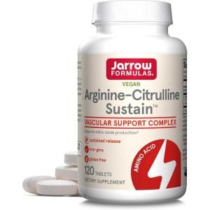 Jarrow Formulas Arginine-Citrulline Sustain – Supplement Supports Nitric Oxide Production, Blood Flow & Cardiovascular Health – Men’s Health Formula – Up to 60 Servings(Unflavored)