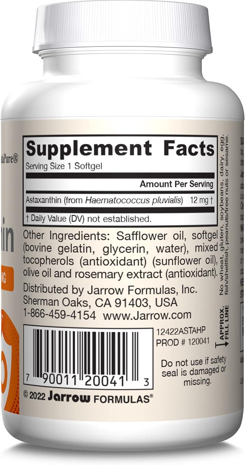 image:imageJarrow Formulas Astaxanthin 12 mg Dietary Supplement Antioxidant Support for Immune and Eye Health 30 Softgels 30 Day SupplyUnflavored
