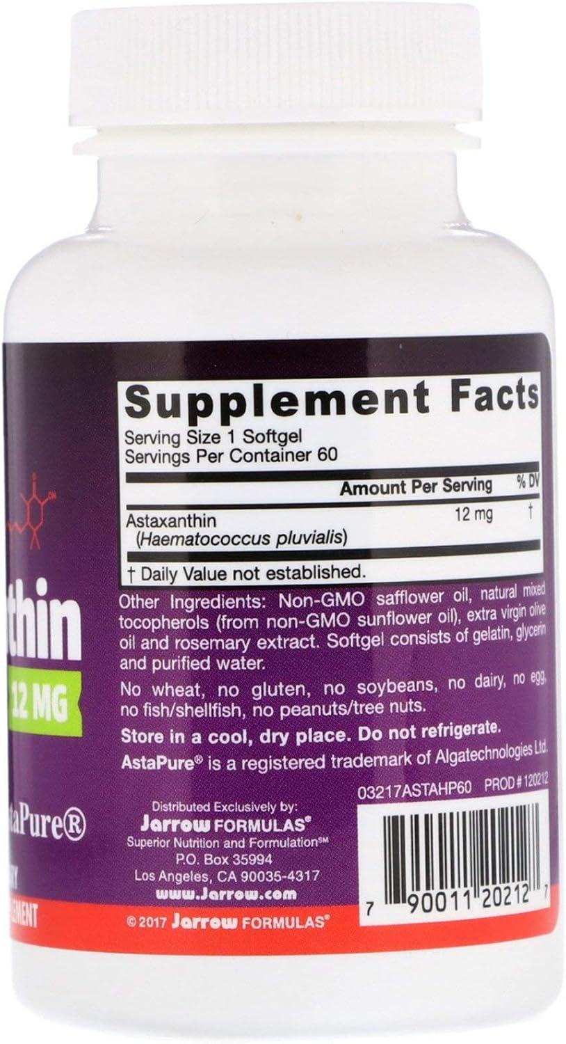 image:imageJarrow Formulas Astaxanthin 12 mg Dietary Supplement Antioxidant Support for Immune and Eye Health 30 Softgels 30 Day SupplyUnflavored
